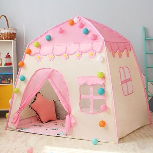 Large Childrens Tent Tipi Foldable Kids Wigwam Indoor Baby Castale Tiny Play House Huge Girls Pink Princess Castale Tent Gift