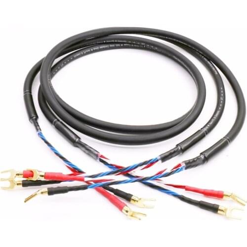 Pair hifi Audiophile audio Helix8 speaker cable,wire with gold plated spade terminal ,audio loundspeaker cable