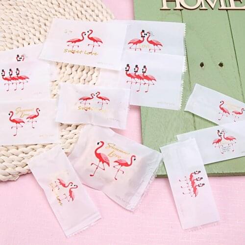 100Pcs Plastic Flamingo Scrub Sealing Bags Cookie Bag Candy Nougat Package Biscuits Baking Accessories Small Gift Bag