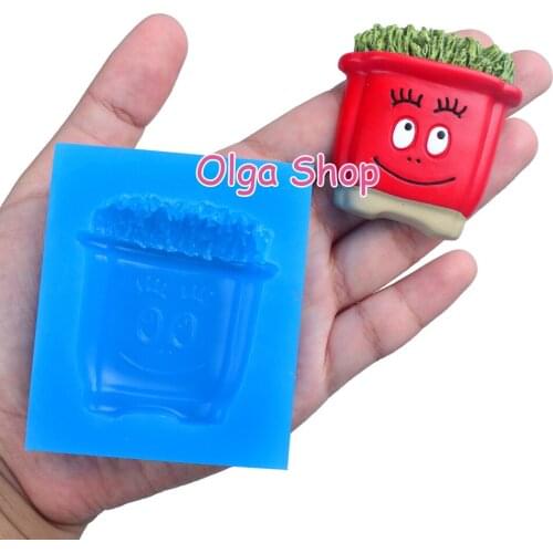 PYL792 52.8mm x 41.5mm Cartoon Potted Silicone Mold Fondant Cake Decoration Candy Resin Clay Earrings Necklace Craft Soap Candle