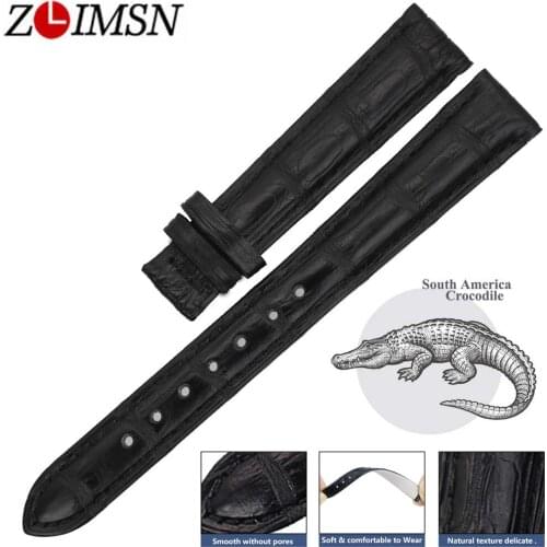 ZLIMSN New Real Alligator Watch Strap black Genuine Leather Watch Bands 12 - 24mm For Men Or Women Luxury Crocodile Watchband