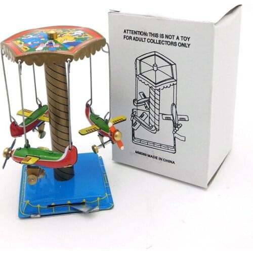 Retro Collection Tin toys mkd3 Children Metal Wind up Plane Models Robot Vehicles Handmade Iron Mechanical Rotating aircraft