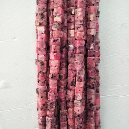 Pink Red Natural Stone Beads Spacer Square Shape DIY Loose Bead 6mm For Making Earrings Fashion Necklaces Bracelet Speckle Stone