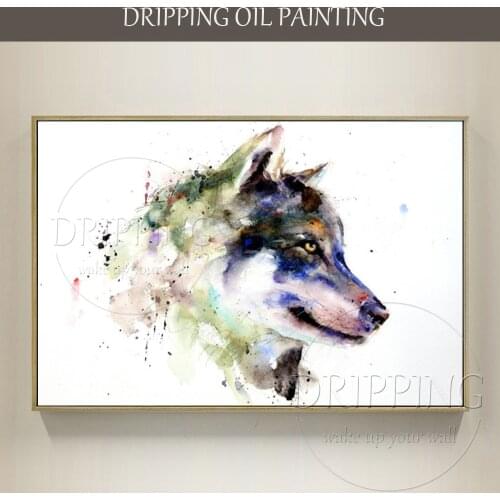 Artist Hand-painted High Quality Modern Animal Wolf Oil Painting on Canvas Modern Wolf Head Oil Painting for Living Room