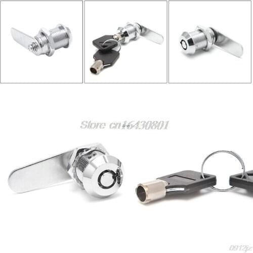 Drawer Tubular Cam Lock For Door Mailbox Cabinet Cupboard w/2 Keys 16-30mm Drop Ship