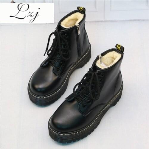 Women Flat Platform Ankle Boots Spring Boot Black Lace Up Black Medium Creepers Shoes Fashion Party Footwear