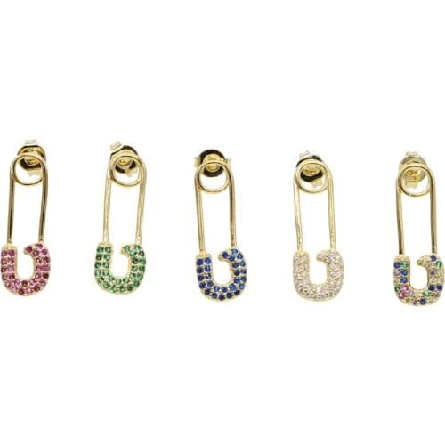 Statement Earrings For Women Gold colorful cz Geometric Metal stud Earring 2019 Trendy Jewelry simple Party Club Ear Stud