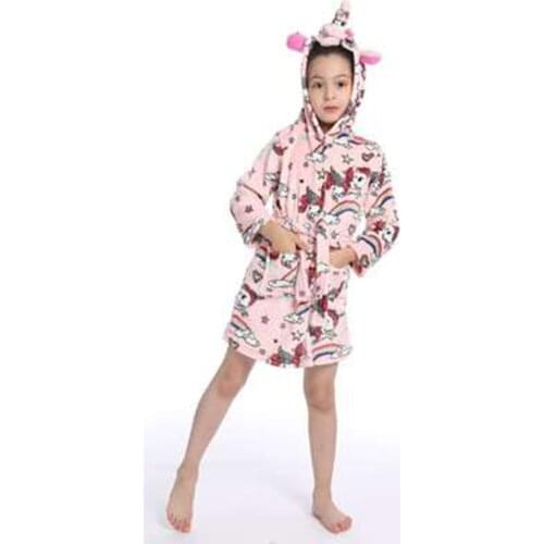 Hooded Baby Girls Unicorn Kigurumi Bathrobe Children Onesies Pajamas Hoodie Robes Pyjamas Kids Sleepwear Homewear Funny Clothes