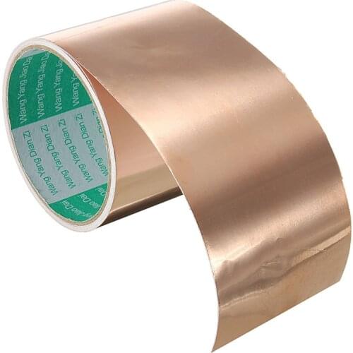 0.065x50mmx1m Copper Foil Tape Single Conductive Self Adhesive Gold