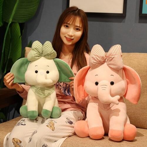 1pc 25/35/45cm Lovely Elephant Plush Toys Cartoon Animal Elephant with Bow Pillow Stuffed Soft Doll for Children Infant Gifts