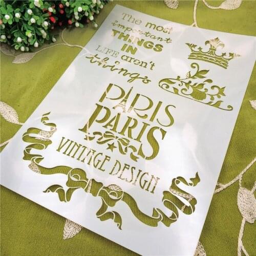 21*29.5cm Romantic Pari scrapbook stencils spray plastic mold shield DIY cake hollow Embellishment printing lace ruler Easter