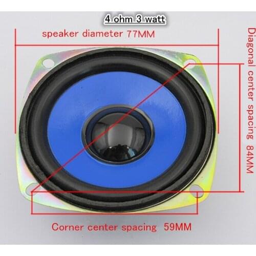 3 watt 4 ohm 4R3W 77MM diameter Full frequency speaker 77mm connection