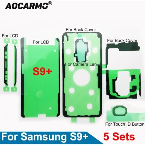 5Sets/Lot For Samsung Galaxy S9+ G9650 S9Plus LCD Display Screen Back Battery Cover Camera Lens Waterproof Adhesive Sticker Glue