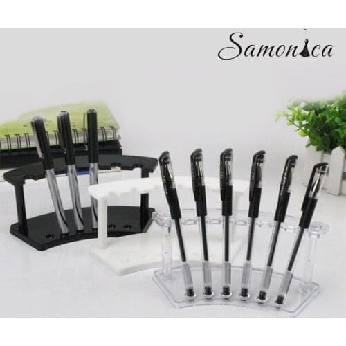 6-Bit Plastic Pen Holder Eyebrow Pencil Holder Ballpoint Pen Stationery Fan-shaped Display Stand Jewelry Display