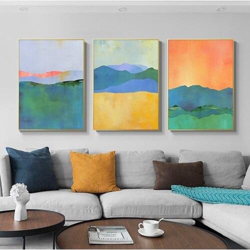 Abstract Wall Art Colorful Watercolor Paintings Nordic Canvas Posters and Prints for Living Room Bedroom Corridor Decoration