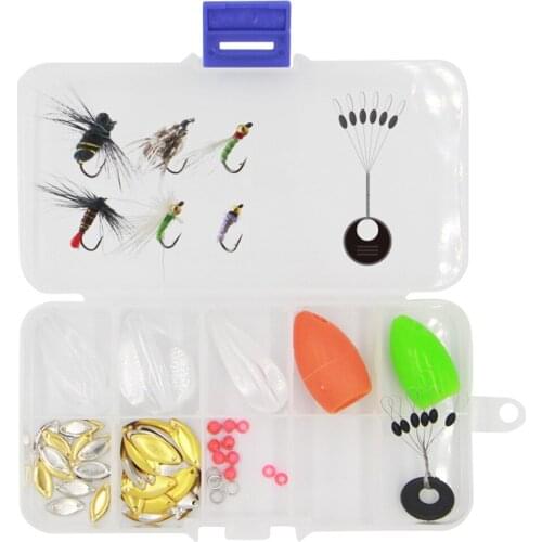Fly Fishing Lure Set Accessories Kit Sinker Spinner Tackles Line Group Swivels Hook Bait Artificial Trout Hard Mini Flies Lures