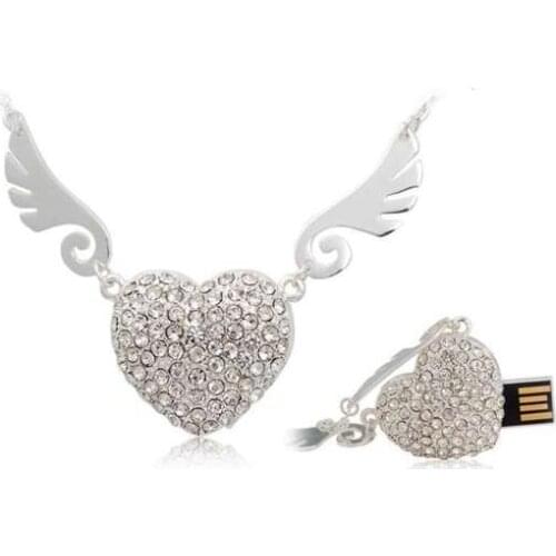 Angel Heart Hot Sale Fashion Jewelry Usb Flash Drive 1TB Gift 16gb 32gb Menory Card Pen Drive 2TB Pendrive 64GB USB Stick Key