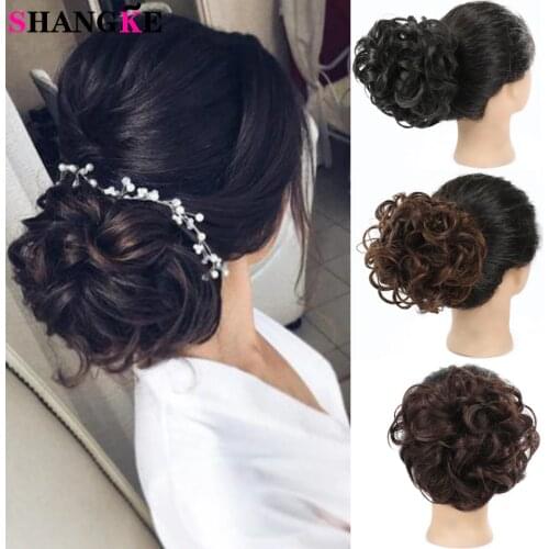 SHANGKE Synthetic Large Comb Clip In Curly Hair Pieces Chignon Elastic Drawstring Updo Extension Women’s Wedding Party Hair Bun