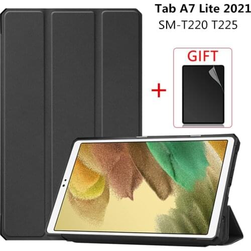 Funda tablet For Samsung Galaxy Tab A7 lite SM-T220 T225 8.7'' Silicone Cover Tab a7 lite Case 2021 Tablet Tri-Fold Case +film