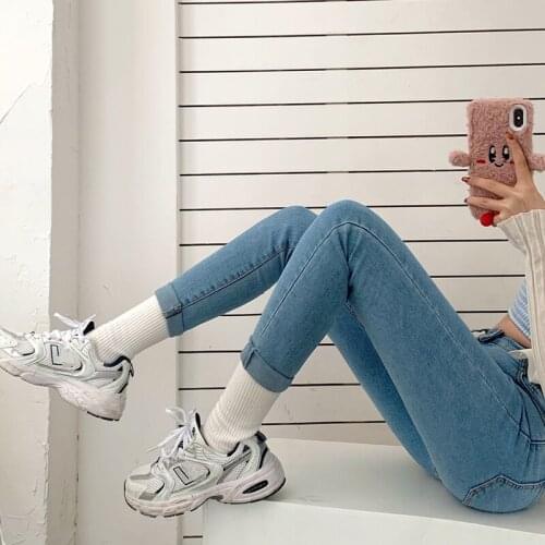Black jeans womens 2021 new Korean slim stretch tight slim PANTS LEGGINGS high waist elegant pipe Capris plus size jeans