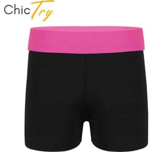 ChicTry Kids Teens Stretchy Gymnastics Shorts Activewear Yoga Slim Fit Sports Workout Shorts Child Girls Ballet Shorts Dancewear