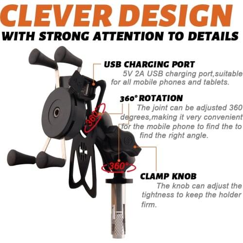 For KAWASAKI ZX600 NINJA ZX-6RR ZX-14R ZZR1400 ZX14R ZX6R Motorcycle GPS Phone Holder USB Charger