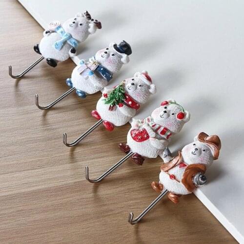 Adhesive Wall Hook Creative Resin Cartoon Bear Storage Hanger House Decoration Hooks for Kitchen Bathroom Key Towel Sundries