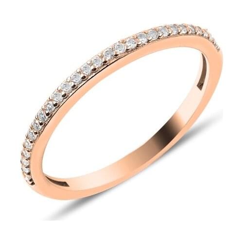 Silver 925 Sterling Single Row Zircon Cz Yarımtur Ring