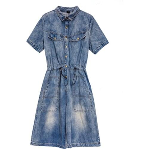 Denim Shorts Jumpsuit 2021 Summer Women Vintage Wide Leg Knee-length Overalls Streetwear Hip Hop Loose One Piece Jeans Romper