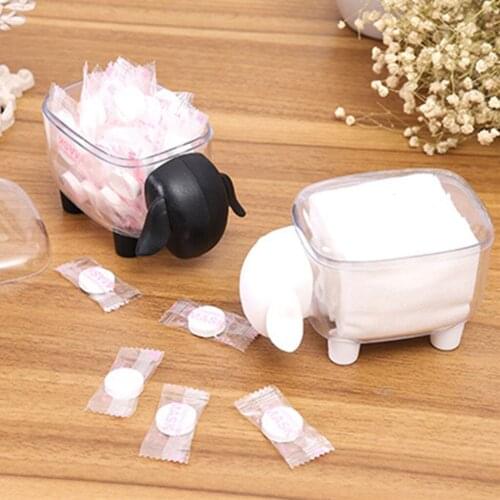 Creative Cute Dustproof Transparent Sheep Shaped Storage Tank Plastic Desktop Storage Box Toothpick Cotton Swab Paper Clips 4.13