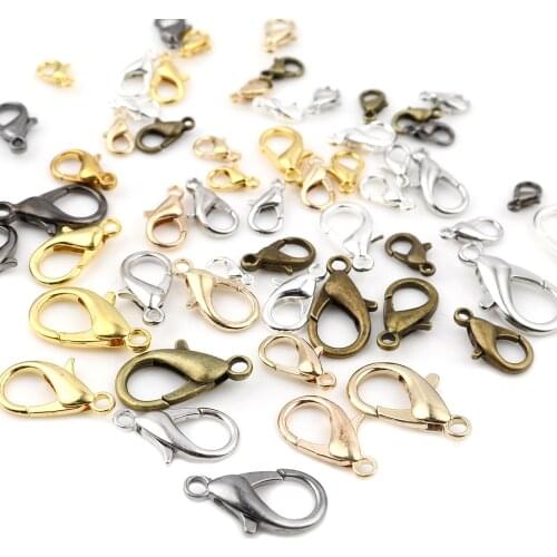 20pcs 5mm/7mm/8mm/10mm/12mm Lobster Clasp Hooks For Necklace Bracelet Chain DIY Fashion Making Jewelry Hook Findings