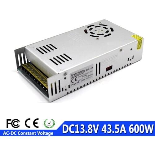 Small Volume Single Output Switch Power Supply Transformers 110V 220V AC To DC13.8V 43.5A 600W SMPS for Led Light CNC 3D Print