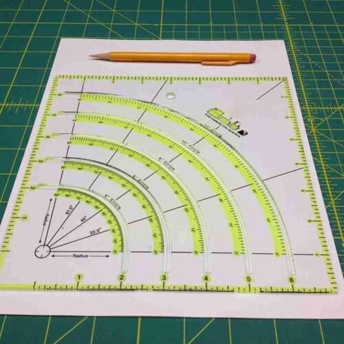 Multifunctional Fan-shaped Cutting Ruler, Round Knife, Craft Tool, Color Arc Thread Double N6N0