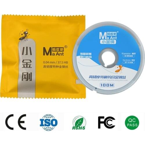37.5HB 100M 0.026 0.035 0.08mm Alloy Steel Molybdenum Cutting Line LCD Screen Separation Diamond Wire Mobile Phone Repair Tools