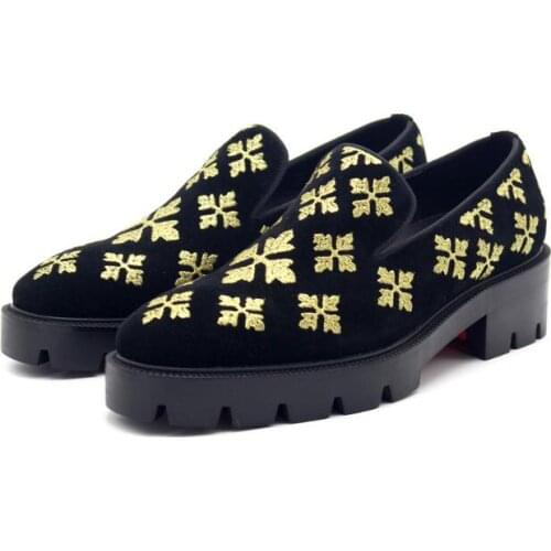 New fashion slip on loafers increase casual shoes for men Suede Embroider men shoes