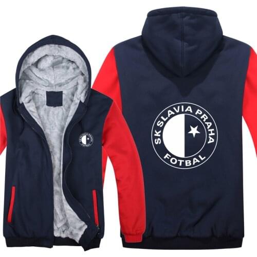 New Czech Republic SK Slavia Praha Hoodies Camouflage sleeve Pullover Winter Jacket Sweatshirts Long Sleeve Coat
