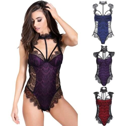 New Style Ladies Lace Pajamas Sexy One-piece Sleepwear Nightwear Plus Size S-xxl