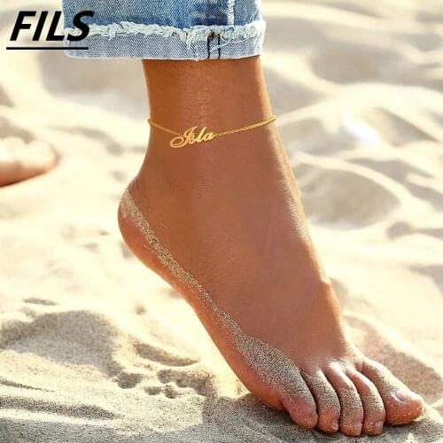 Fils Custom Name Anklet Stainless Steel Personalize Anklets for Women Beach Jewelry Fashion Bridesmaid Gift tobilleras mujer