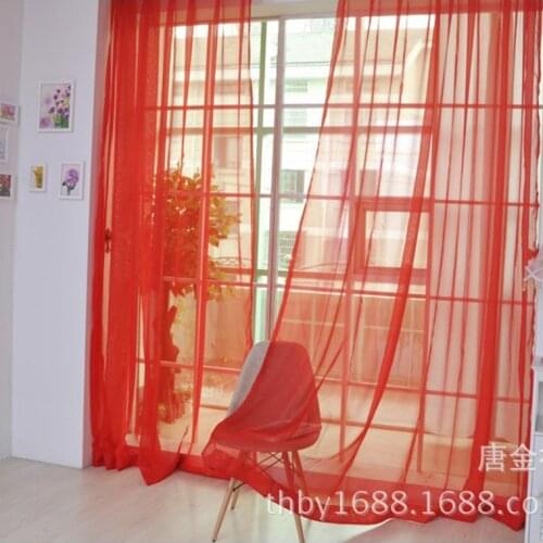 European & American Style Solid Color Curtain Glass Yarn Tulle Curtains Window Screening Curtains Drape Panel Sheers Home Decor
