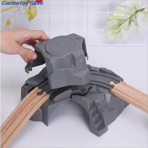 Plastic Grey Double Tunnel Wooden Train Track Accessories For Tunnel Track Train