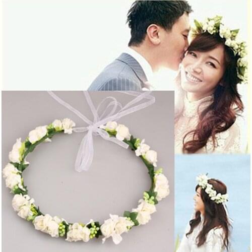 Princess Flower Crown Floral Headbands Bride Bohemian Head Wreath Hairbands Beach Headwear Wedding Beach Party Hair Accessories
