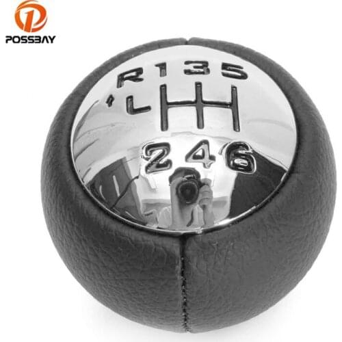 POSSBAY 6 Speed Car Gear Shift Knob PU Leather Auto Manual Gear Knob Interior Parts for Citroen C3 (A51) C4 Picasso C8 Berlingo
