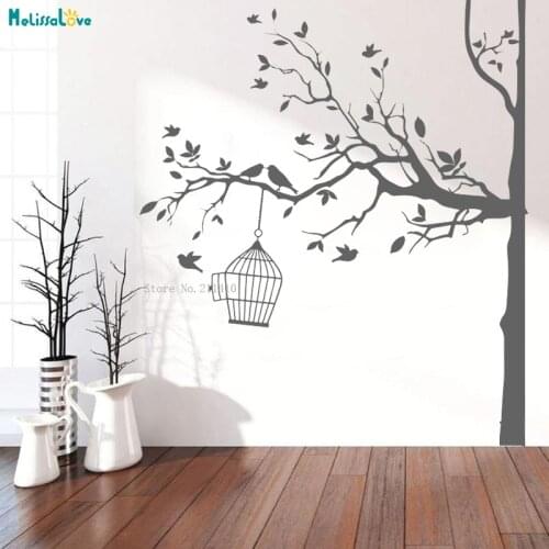 Simple Tree Wall Decal Bedroom Tree Of Life Roots Birds Flying Away Home Decor Art Family Branches Vinyl Murals YT5203