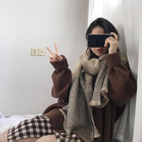 Luxury womens autumn scarf 2021, winter new houndstooth fashion plaid shawl warm thick soft comfortable scarves for Ladies