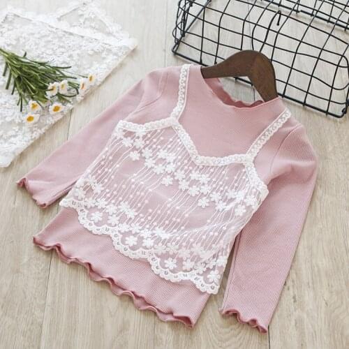 Baby girls shirt Children Clothing autumn Long Sleeve Tops sweet lace shirts for toddler kids clothes 2t-6