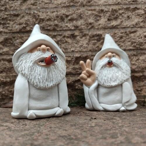 Cute White Beard Old Man Garden Ornaments Dwarves Resin Crafts Statue Christmas Easter Gift Ornaments Garden Landscape Ornaments