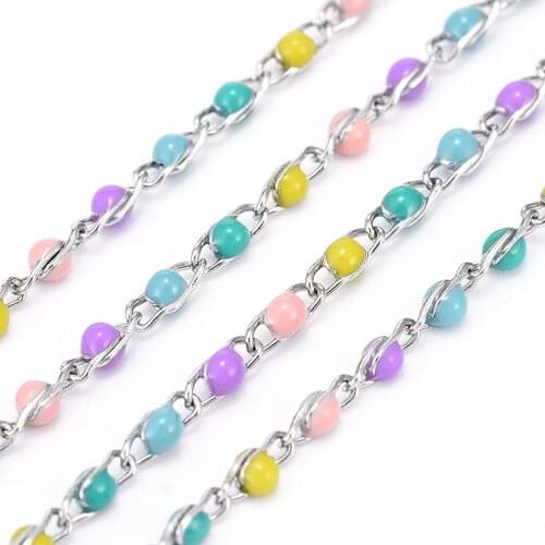 1m 304 Stainless Steel Enamel Twisted Chains Soldered Links for DIY Bracelet Necklace Jewelry Making Findings Accessories