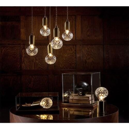 Designer post modern glass ball globe LED pendant light lamp dimmable gold iron rod pipe simple line pendant lamp light LED