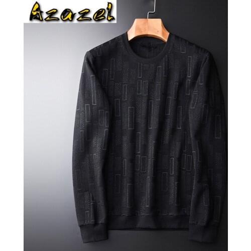 Azazel Jacquard Weave Sweatshirt Male Luxury Spring And Autumn Geometric Casual Black Mens Hoodies Round Collar Men Hoodie 4XL