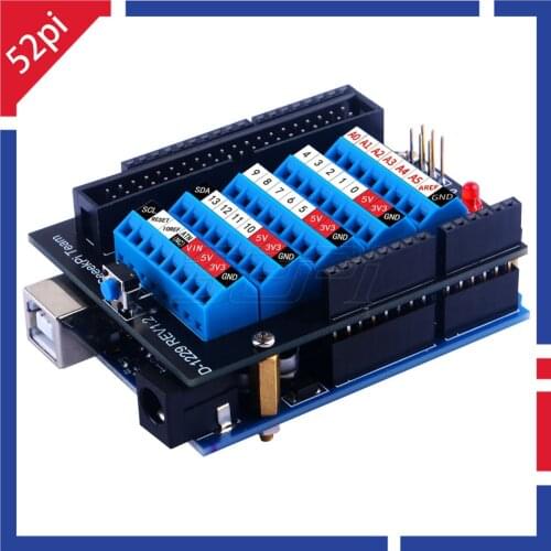 Screw Terminal Hat For Arduino UNO Development Board With Copper Pillar Screw Nut Label Marker Pre-soldered ICSP Pin Header